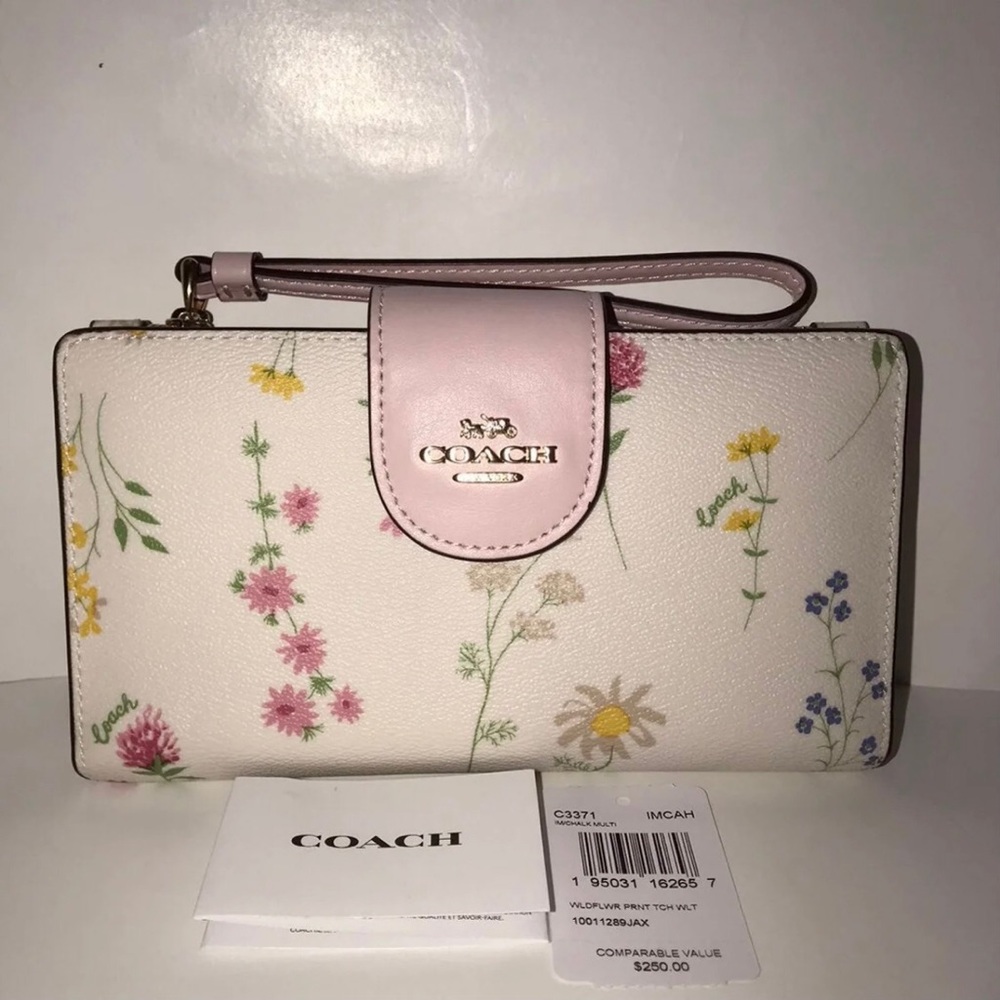 Coach Floral Print Wallet with Pink Accents